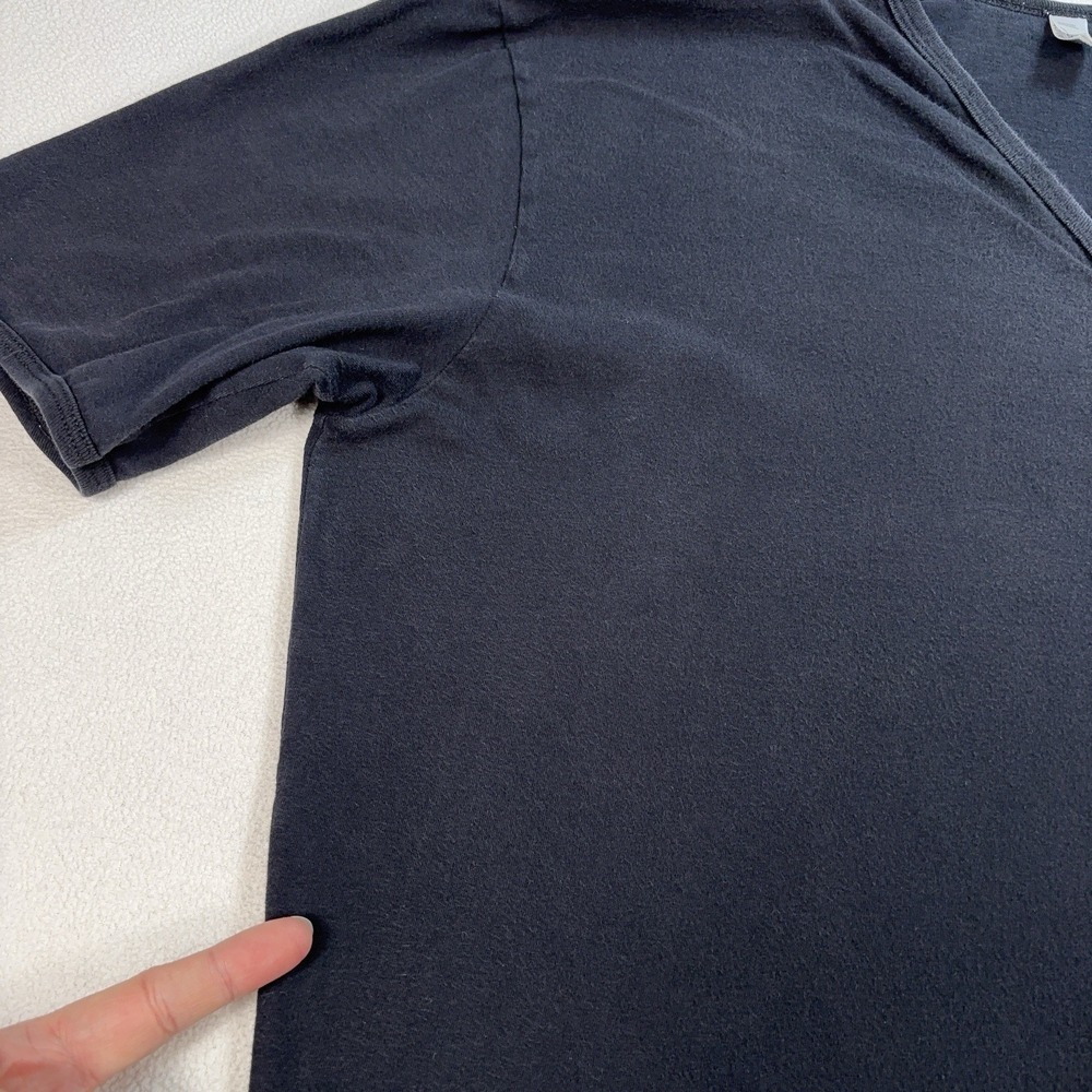 American Apparel Henley Shirt Men's XL Black 100% Combed Cotton *HOLE* - Picture 12 of 16